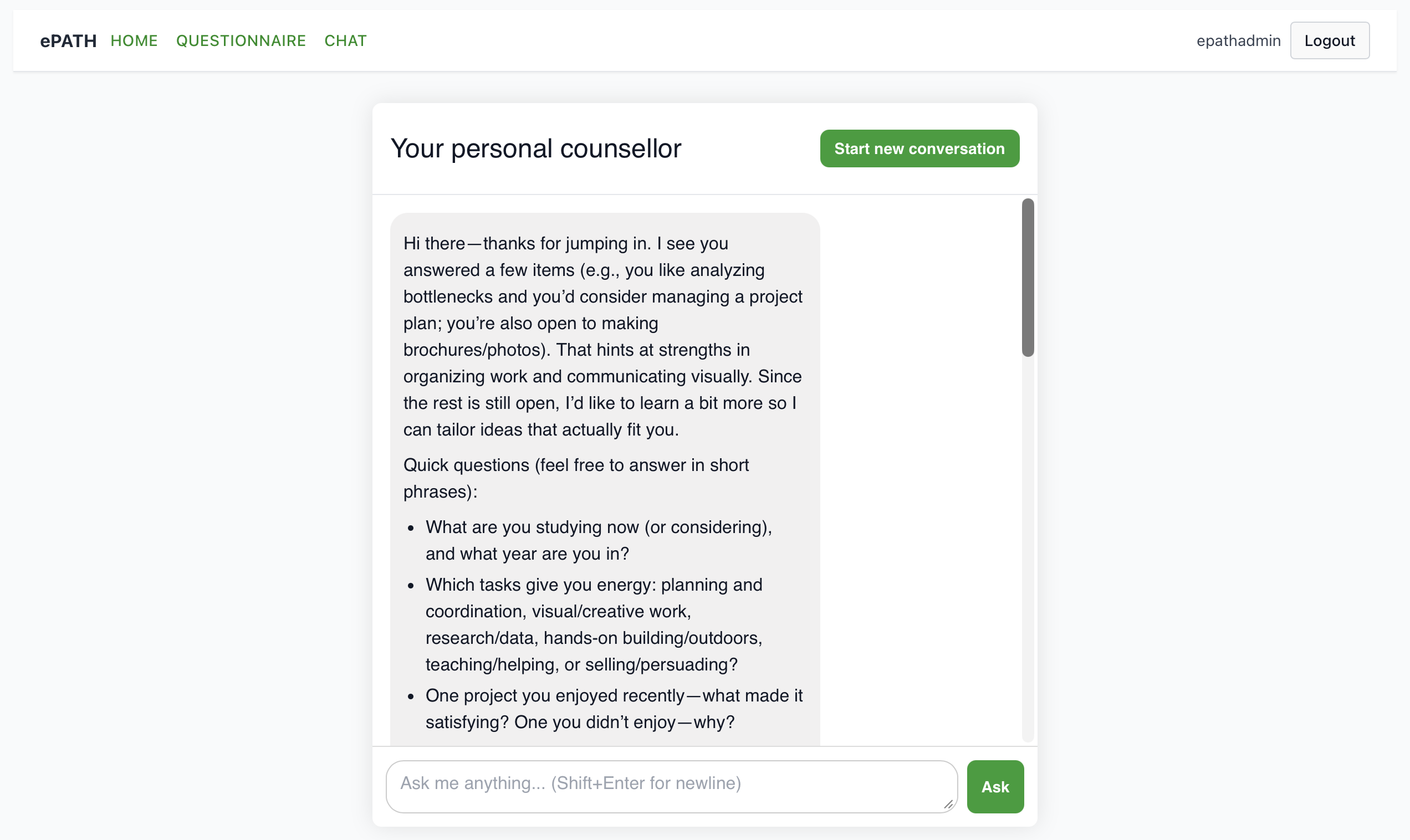 AI counselor providing personalized career guidance